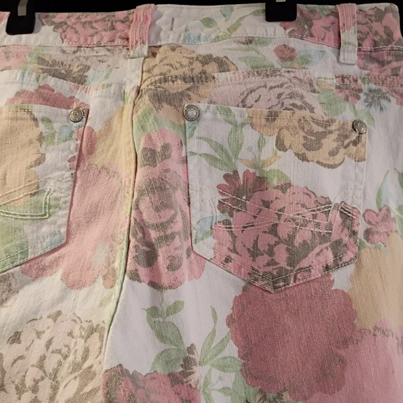 Nine West Vintage America Boho Floral Ankle Pants Denim Multicolor Women's 12 🌸 - Picture 10 of 10